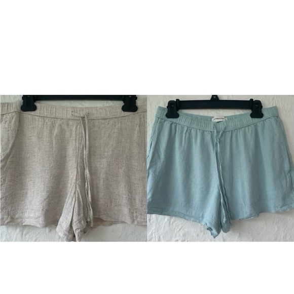 Abercrombie & Fitch bundle of 2 linen/viscose blend fully lined pull on shorts;M - Picture 1 of 10
